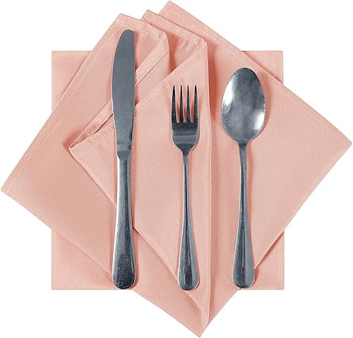 Miniatura 3 de Servilletas de tela de 17 x 17 pulgadas, lavables de poliéster, servilletas de mesa suaves para boda, fiesta, comedor, banquete (rosa polvoriento,