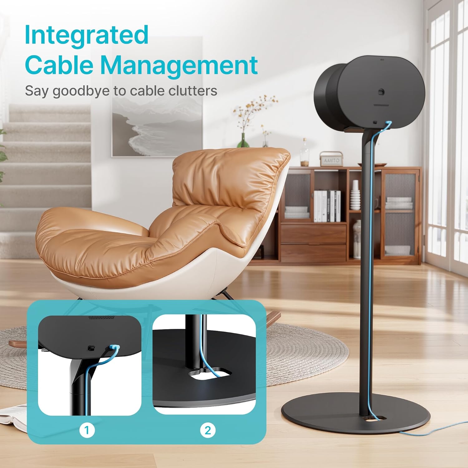 Speaker Stands Pair Compatible with Sonos Era 100 and Era 300, 22 LBS Capacity,28.1" Fixed Height,Metal Base, Bookshelf Speaker Stands for Sonos Era Speakers, 1 Pair, Black - Image 6