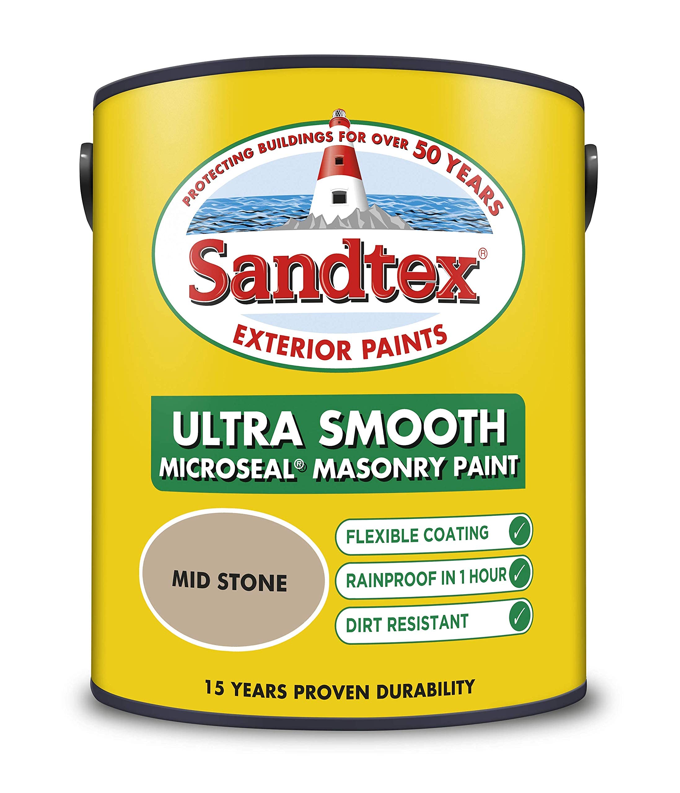 Sandtex Mid Stone Masonry Paint, 5 Litres, Ultra Smooth Brickwork, Multicolour