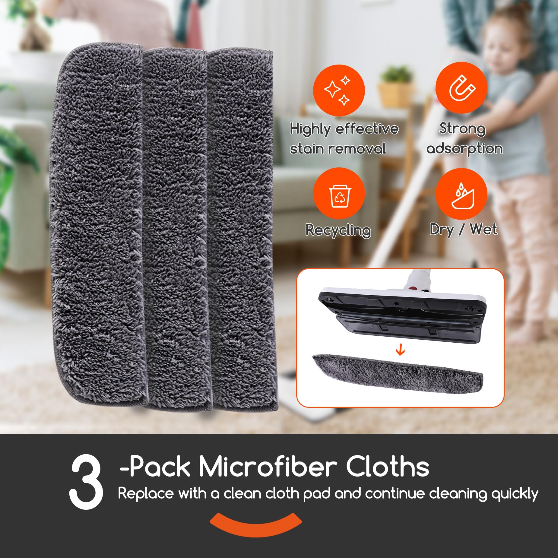 Aspiradora ligera, combo único de aspiradora y trapeador, 3 filtros de polvo/almohadillas de microfibra, aspiradoras con cable y escobas eléctricas, succión de 400 W 12 Kpa para cocina, 6