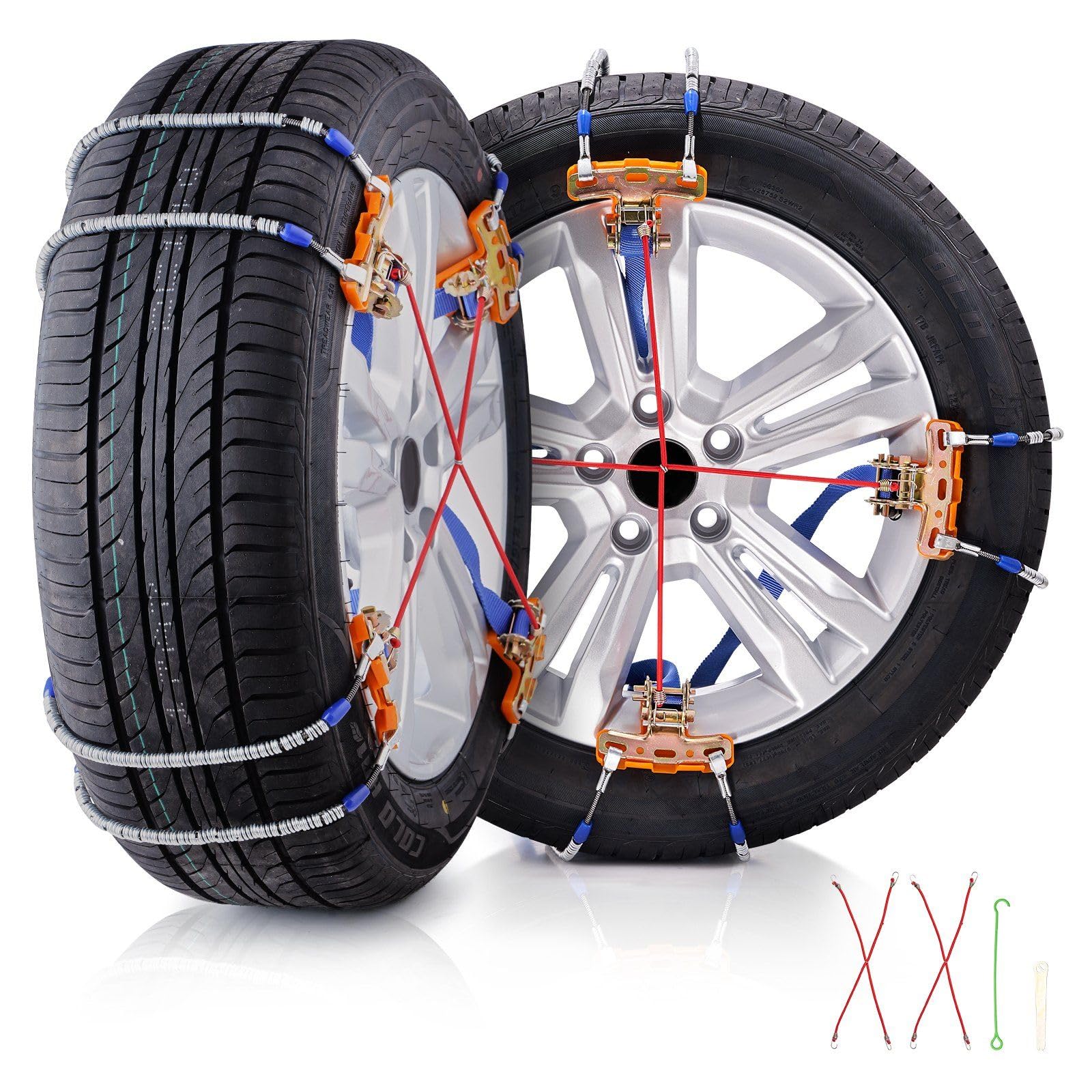 8 PCS Snow Chains Tire Width 9.2-11.2in/235-28mm for Car/Pickup/SUV/Truck
