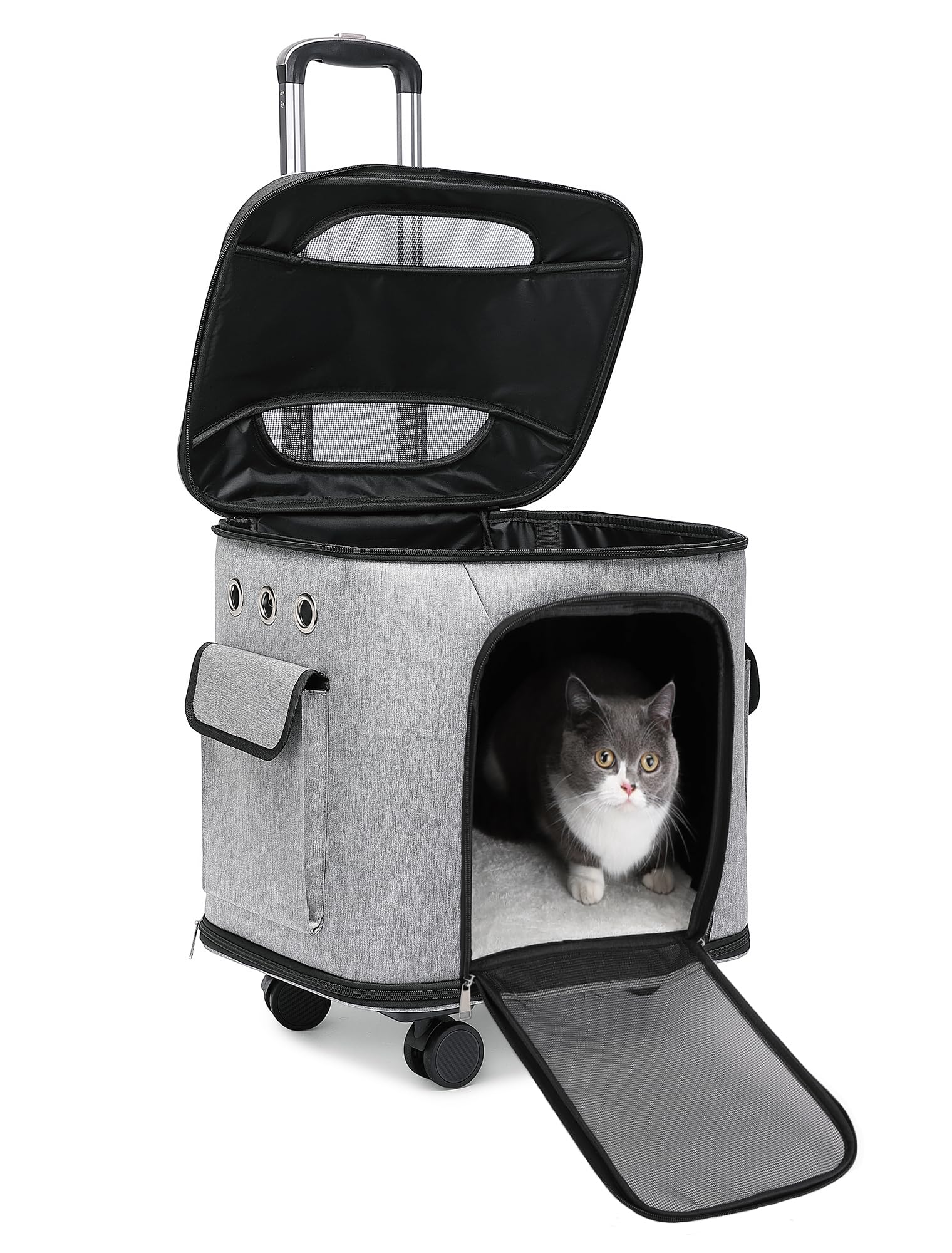 ペットキャリーカートバッグ取り外し折りたたみ小型犬猫用おしゃれ灰グレー Amazon.co.jp: CHINSUKIDA 猫 キャリー キャスター付き 小型犬