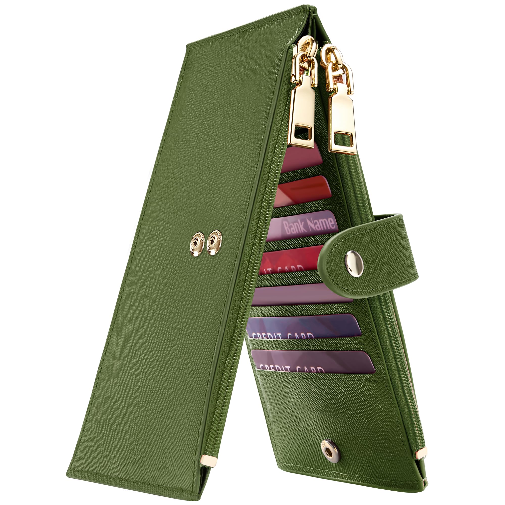 Travelambo RFID Wallet Women Large Size Bifold Multi Card Wallet Case with Zipper Pocke Credit Card Holder for Women