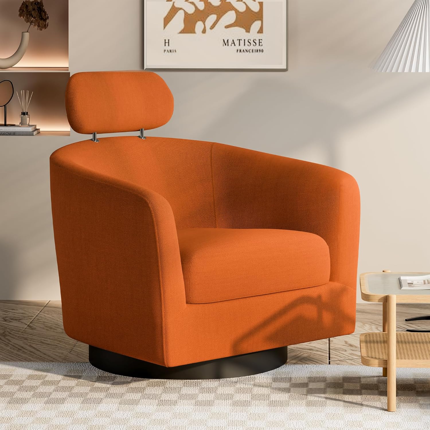 Dewhut Mid Century 360° Swivel Accent Chairs, Cuddle Barrel