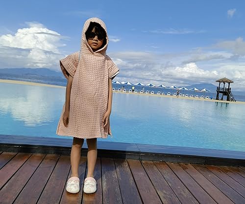 Miniatura 2 de Athaelay Toallas para niños con capucha para baño, playa, piscina, toalla con capucha, poncho para nadar con bolsa con cordón (AAA - sirena)