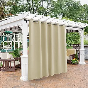 BONZER Waterproof Outdoor Curtains, 100W x 108L inch, Cream