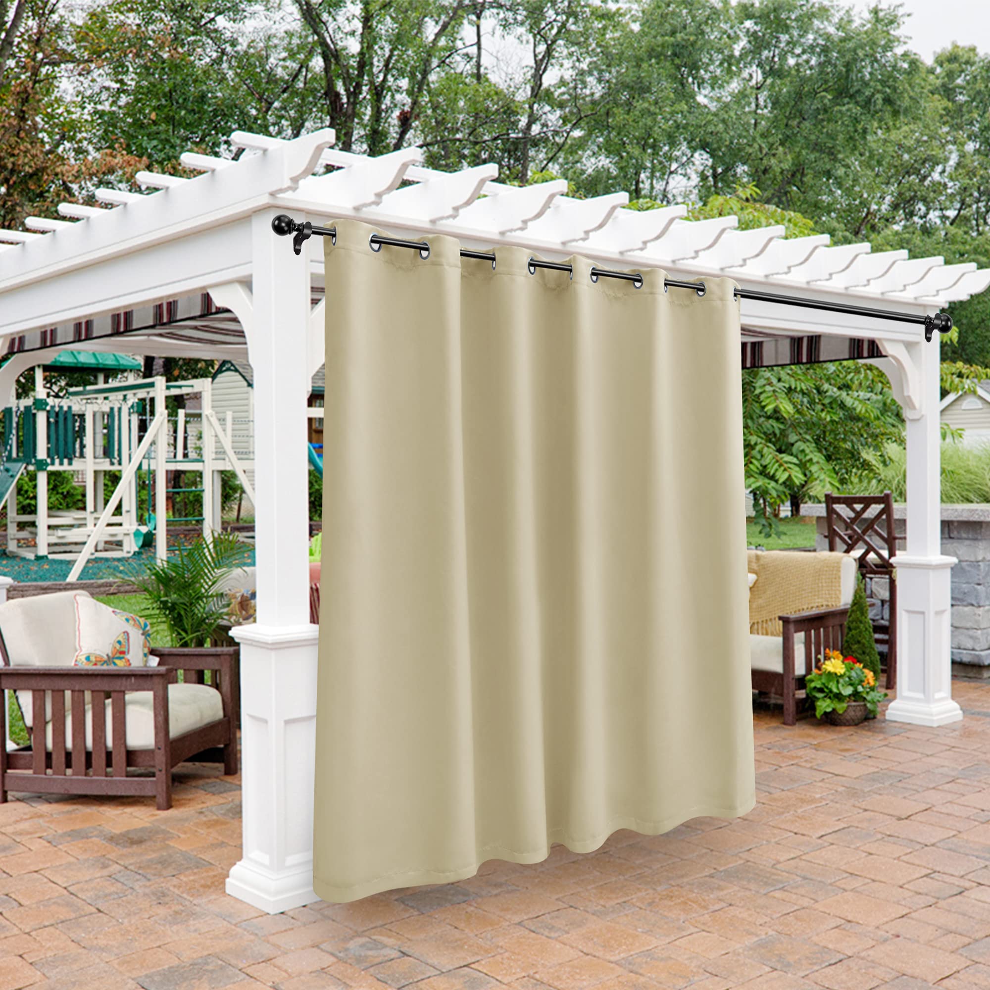 BONZER Waterproof Outdoor Curtains for Patio Gazebo Pergola Balcony