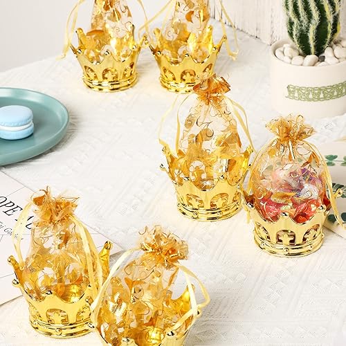 Miniatura 5 de Copa de corona dorada rellenable con bolsa para dulces, chocolate, pasteles, postres, decoración de almacenamiento para bodas, fiestas de cumpleaños