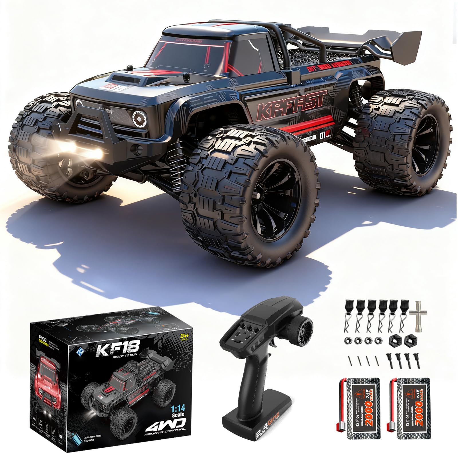Auto telecomandata, 1/14 auto RC senza spazzole, 55 km/h, 4WD