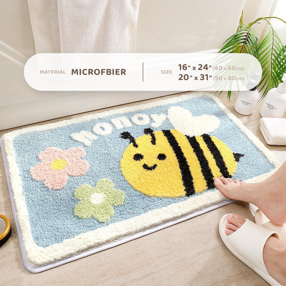 Linda alfombra de baño, alfombras de baño extra suaves y absorbentes, lavable a máquina, alfombra antideslizante para bañera, ducha y baño, 40x60cm