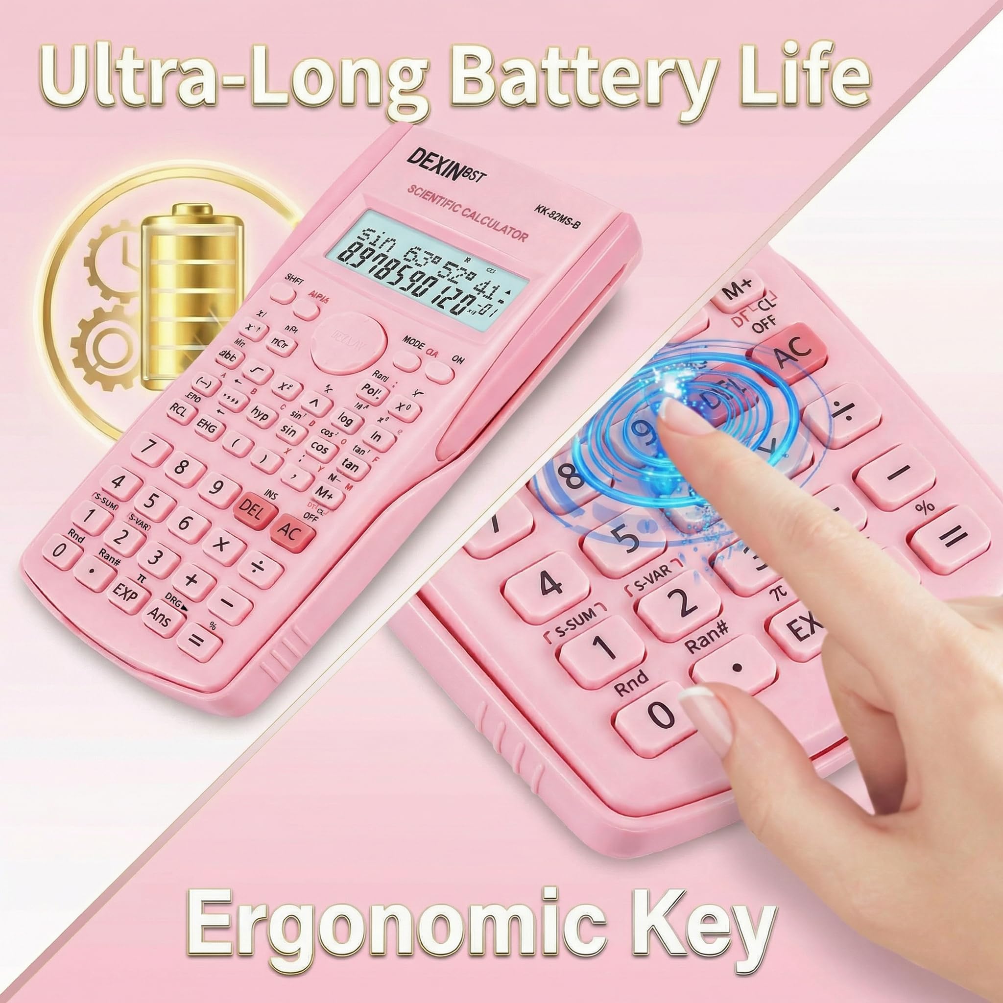 Paquete de 24 calculadoras sicíficas rosas para estudiantes, calculadora de ingeniería de 2 líneas a granel con batería LR44, ideal para álgebra, química, finanzas, construcción, oficina