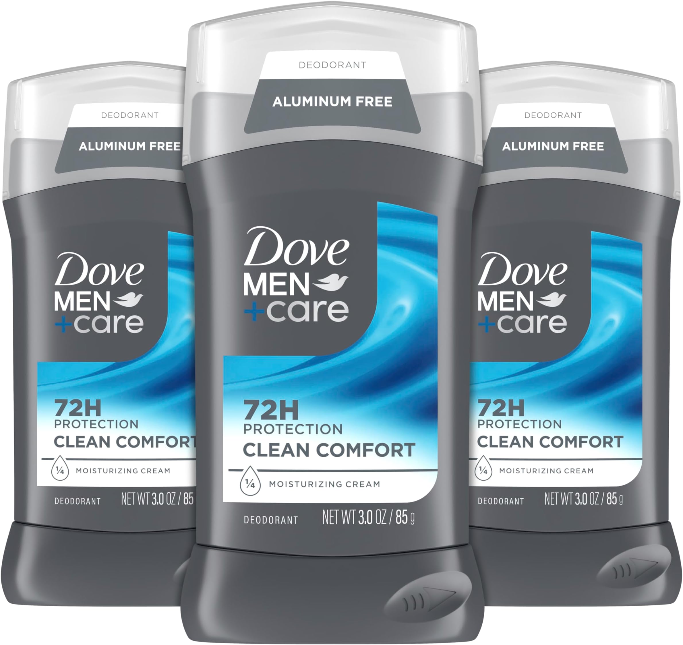 Dove Men+Care Deodorant Stick for Men Clean Comfort Pack of 2 Aluminum Free 72-Hour Odor Protection Mens Deodorant with 1/4 Moisturizing Cream 3 oz