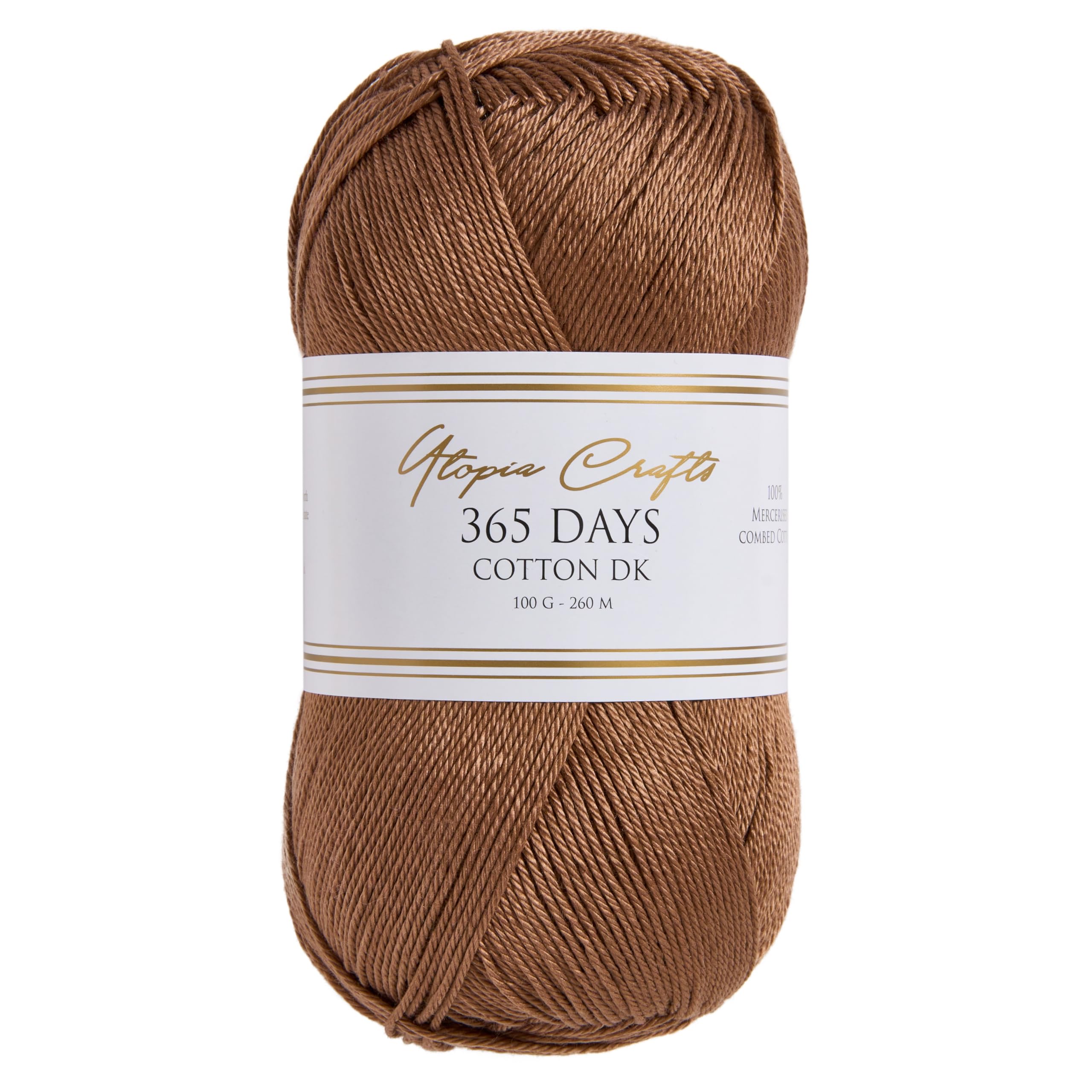 Utopia Crafts 365 Days Mercerised Combed Cotton DK Yarn for Knitting & Crochet 100g (Camel Brown) โ image 1