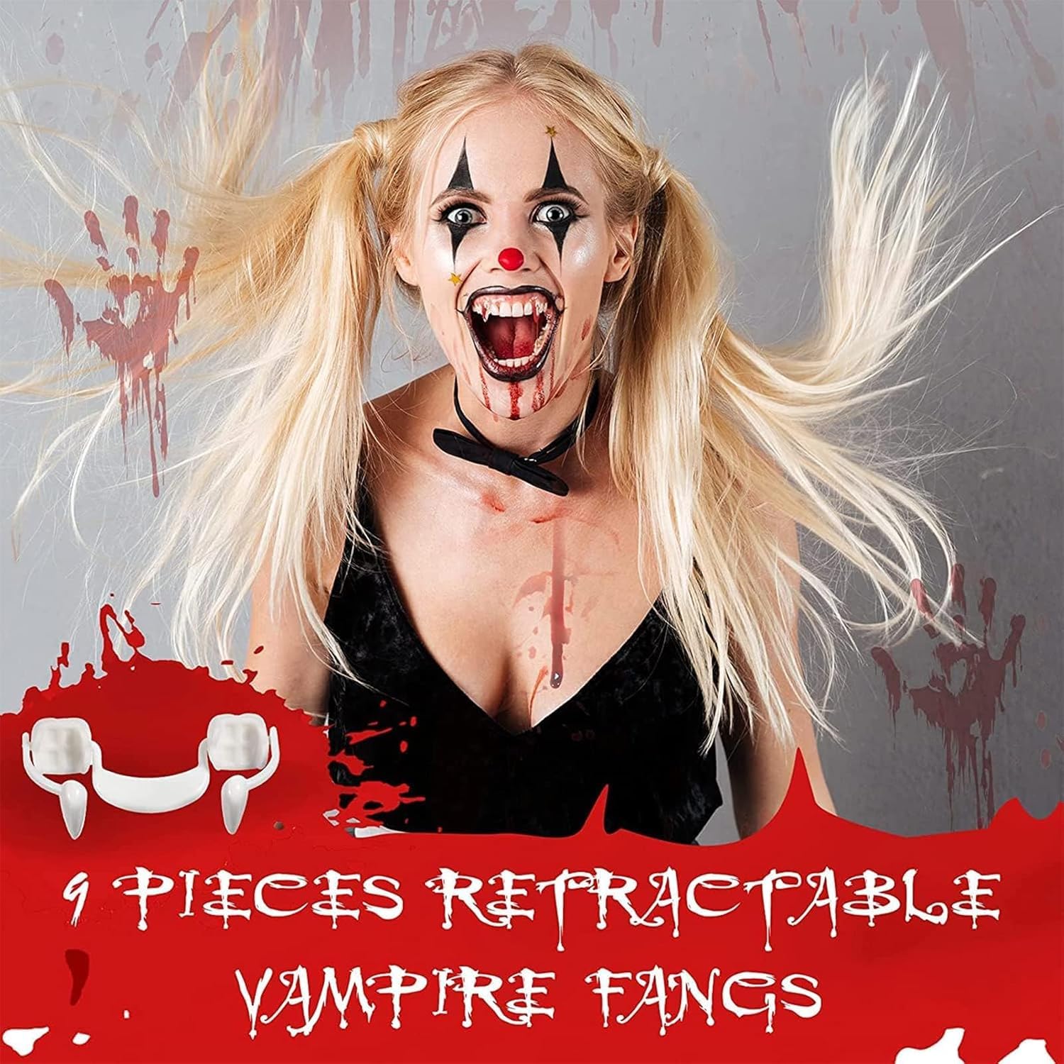 Halloween Vampire Teeth, 4 works Retractable Halloween Vampire Fangs Kids Adults, Realistic Vampire Teeth, Fake Fangs - Image 2