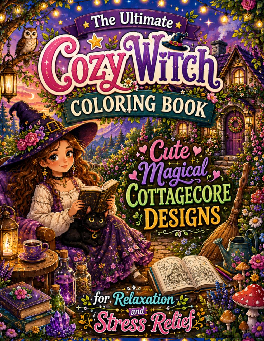The Ultimate Cozy Witch Coloring Book Cute Magical Cottagecore Designs for Relaxation and Stress Relief