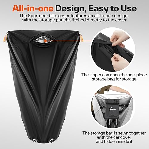 Miniatura 2 de Sportneer Cubierta para bicicleta Fundas impermeables para bicicletas al aire libre con orificio de bloqueo y bolsa de almacenamiento, cubiertas de