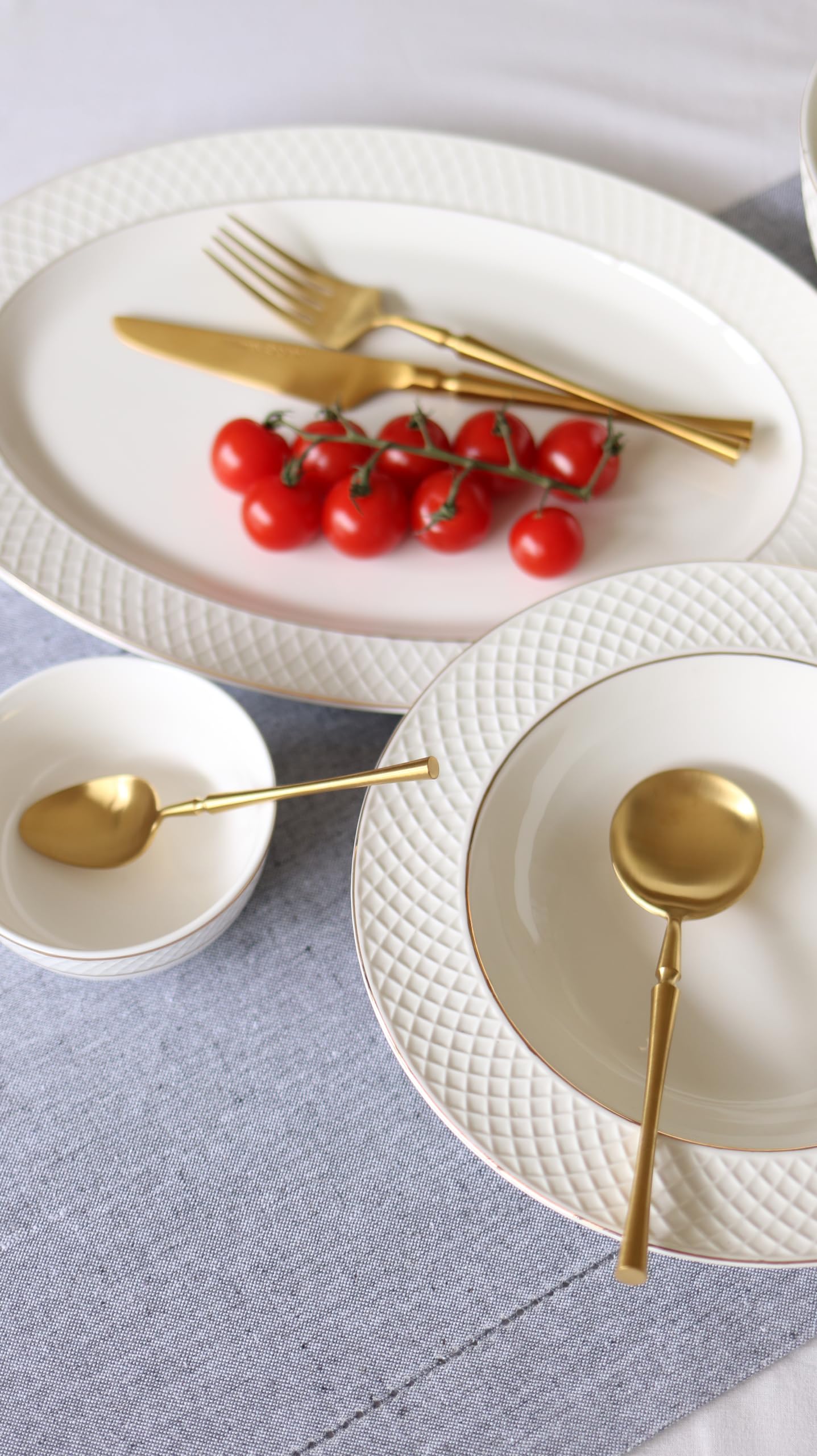 Wilmax – głęboki talerz ze złotym wzorem – 6 sztuk – Ø 22,5 cm – biały talerz do zupy z porcelany – 450 ml – nadaje się do mycia w zmywarce – talerz śniadaniowy – talerz do ciasta