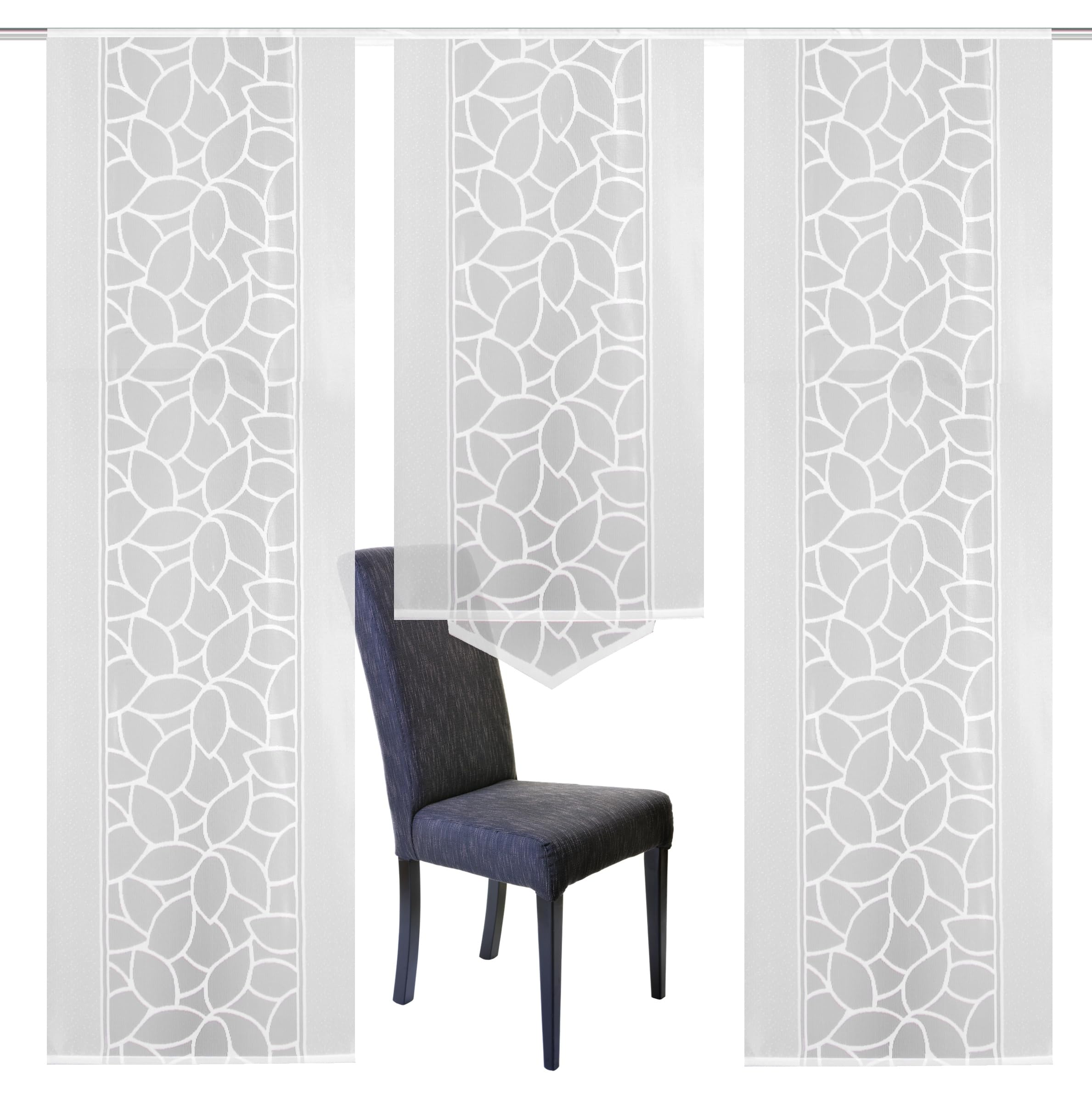 Home Fashion 88234-101 | 3er-Set SCHIEBEGARDINEN | Jacquard, Farbe: weiß, Maße: 2X 245x57 cm und 1x 145x57 cm