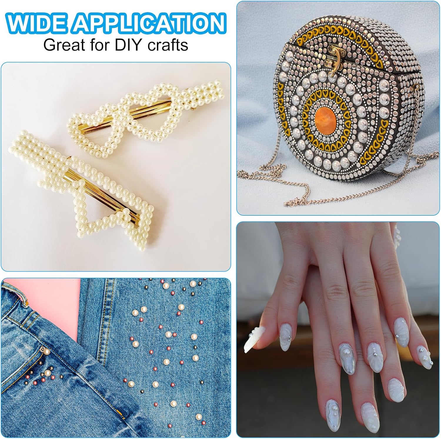 PATIKIL 600Pcs Flatback Pearls Beads for Crafting, 8mm Half Round Resin Beads Flatback Pearls for Nail Charms Handmade Phone Case Embellishment Rhinestones, Light Pink - Image 6