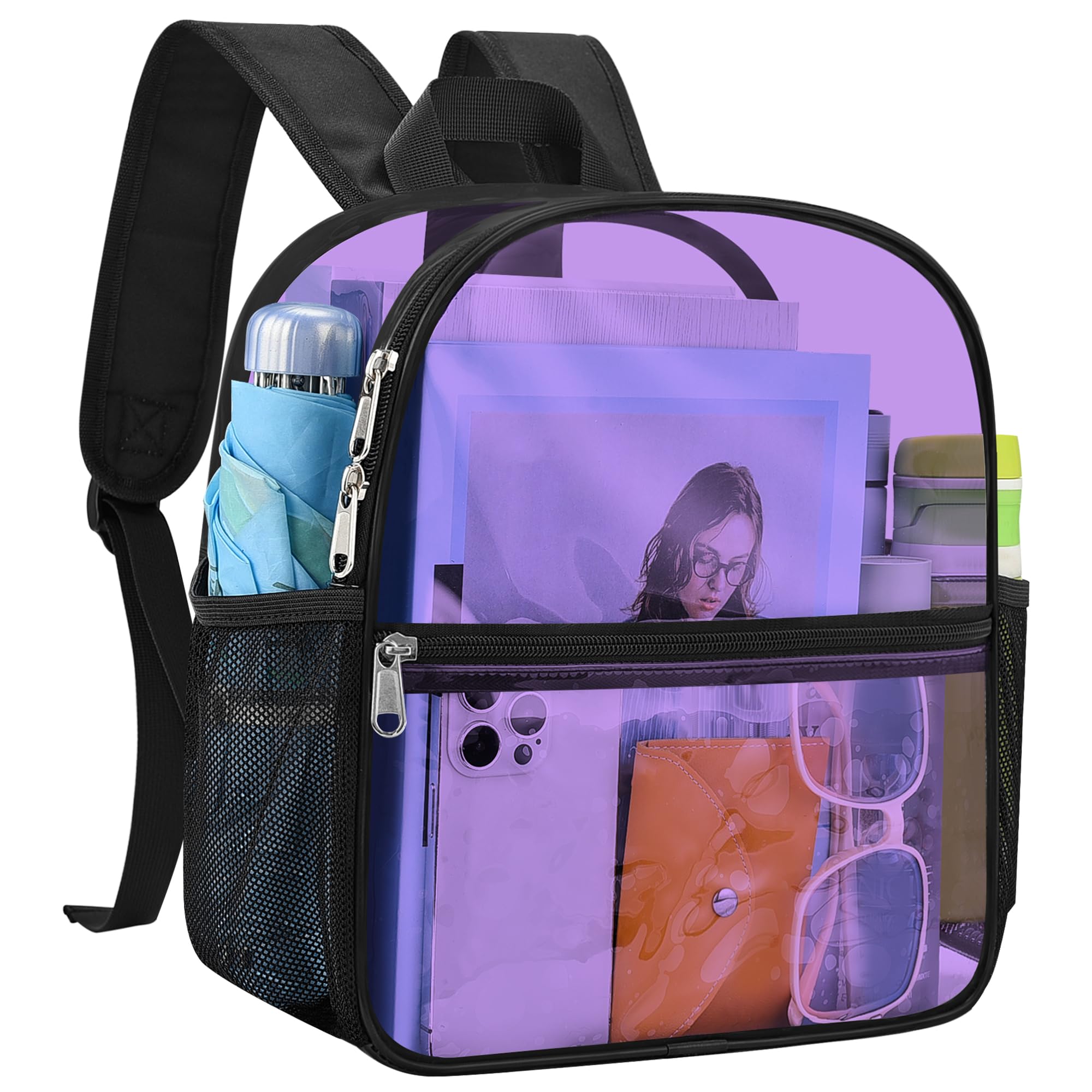 USPECLARE Clear Backpack for Stadium Approved 12×6×12 Transparent Bag | Small Clear Bag with Wider Shoulder Straps for Stadium Events Concert Work Festival