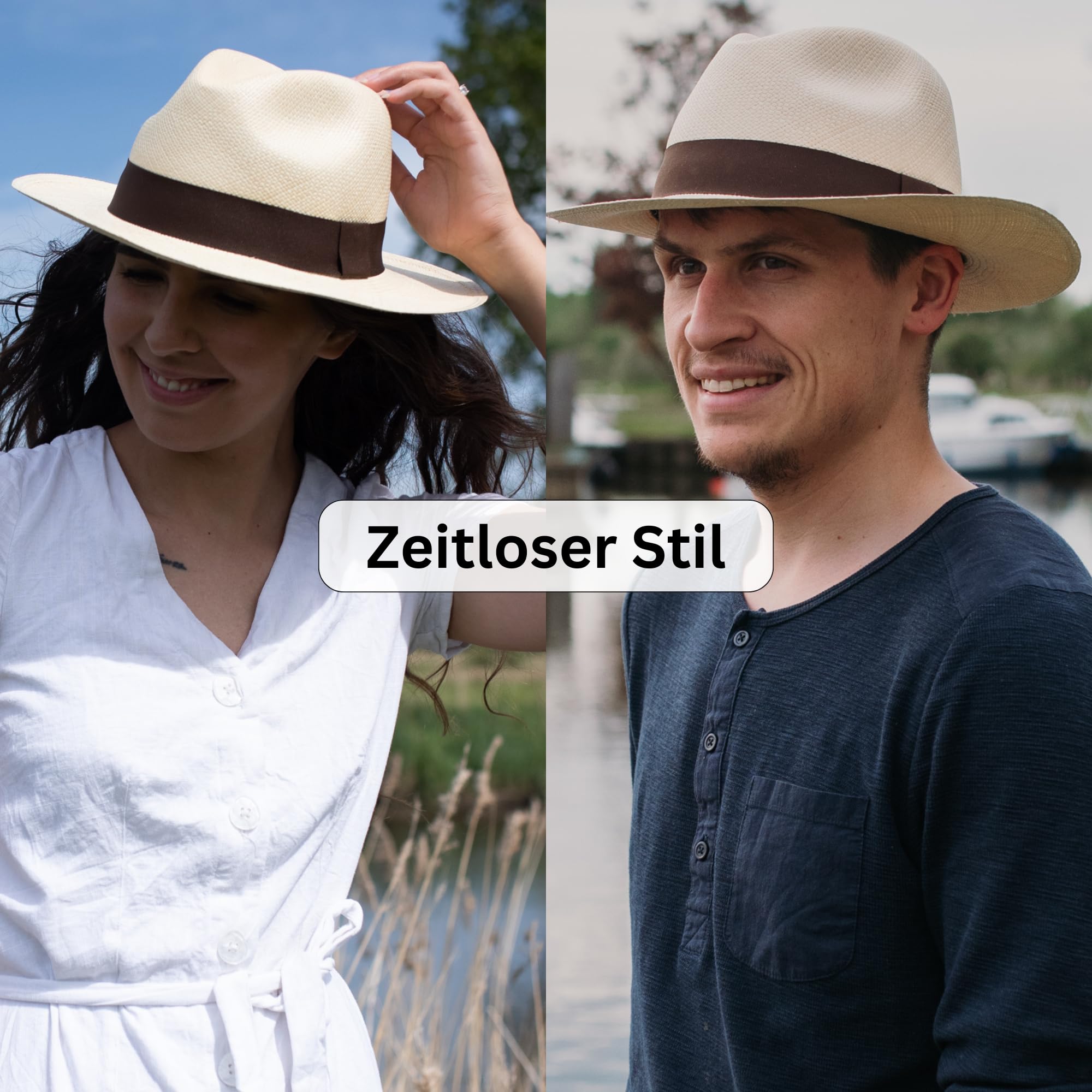 Tumia LAC - Panama Hut Herren & Damen, Verstellbarer Fedora Handgefertigt in Ecuador aus Toquilla-Stroh| Rollbar & Atmungsaktiv: Sonnenhut mit Ripsband