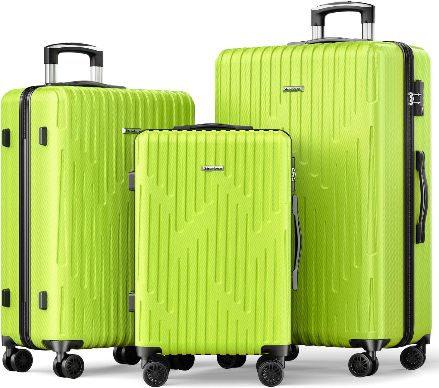 Luggage Sets Lightweight Suitcase Double Wheels TSA Lock 3-Piece Set (20/24/28), apple green
