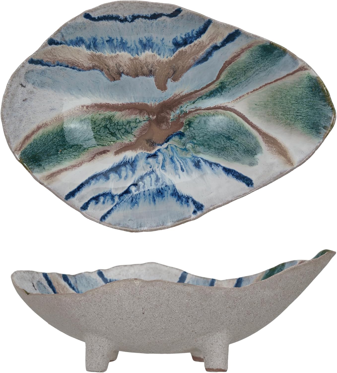 Bloomingville Organic Spectrum Stoneware Footed Bowl, Multicolor