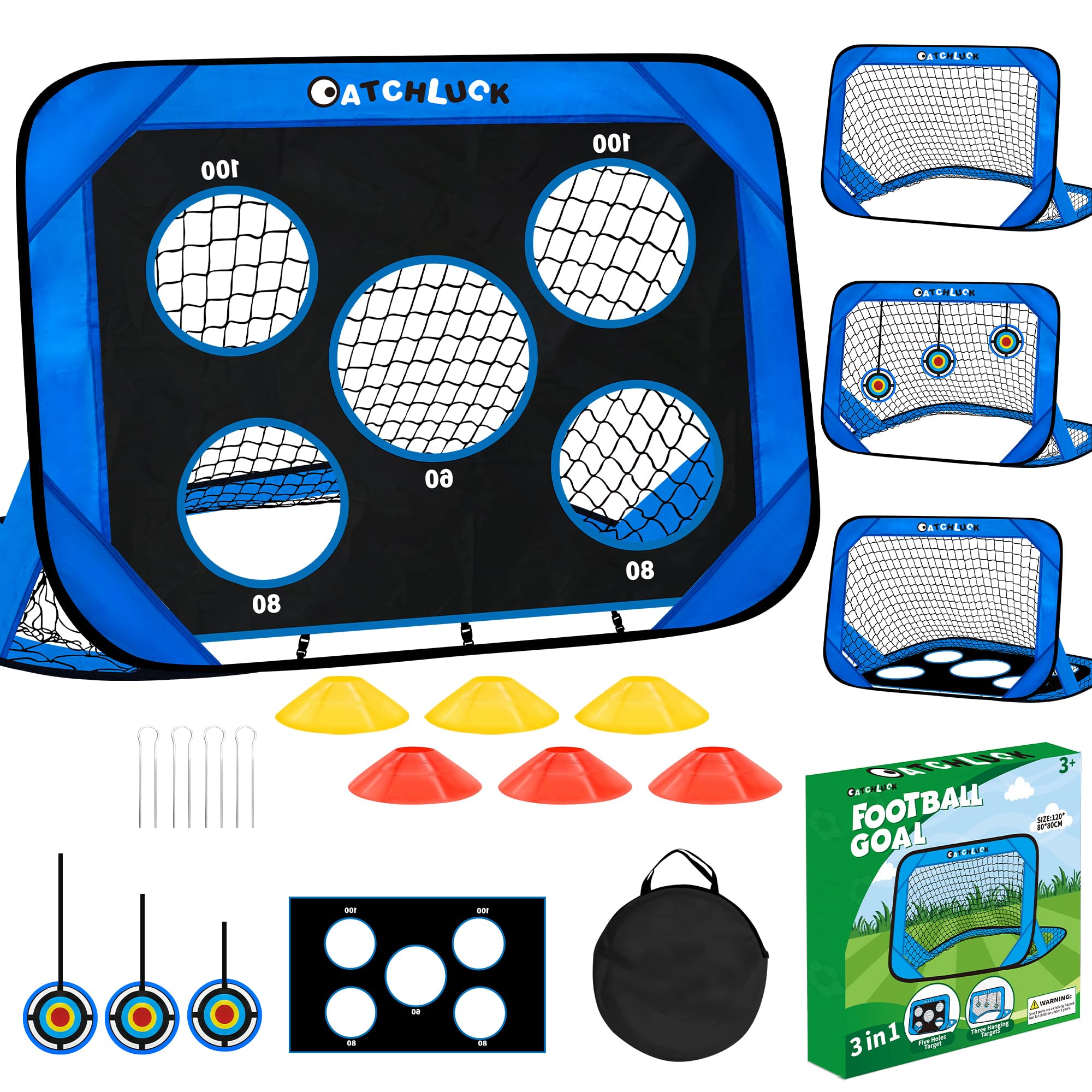 Football Nets - Portería de fútbol para niños, color azul