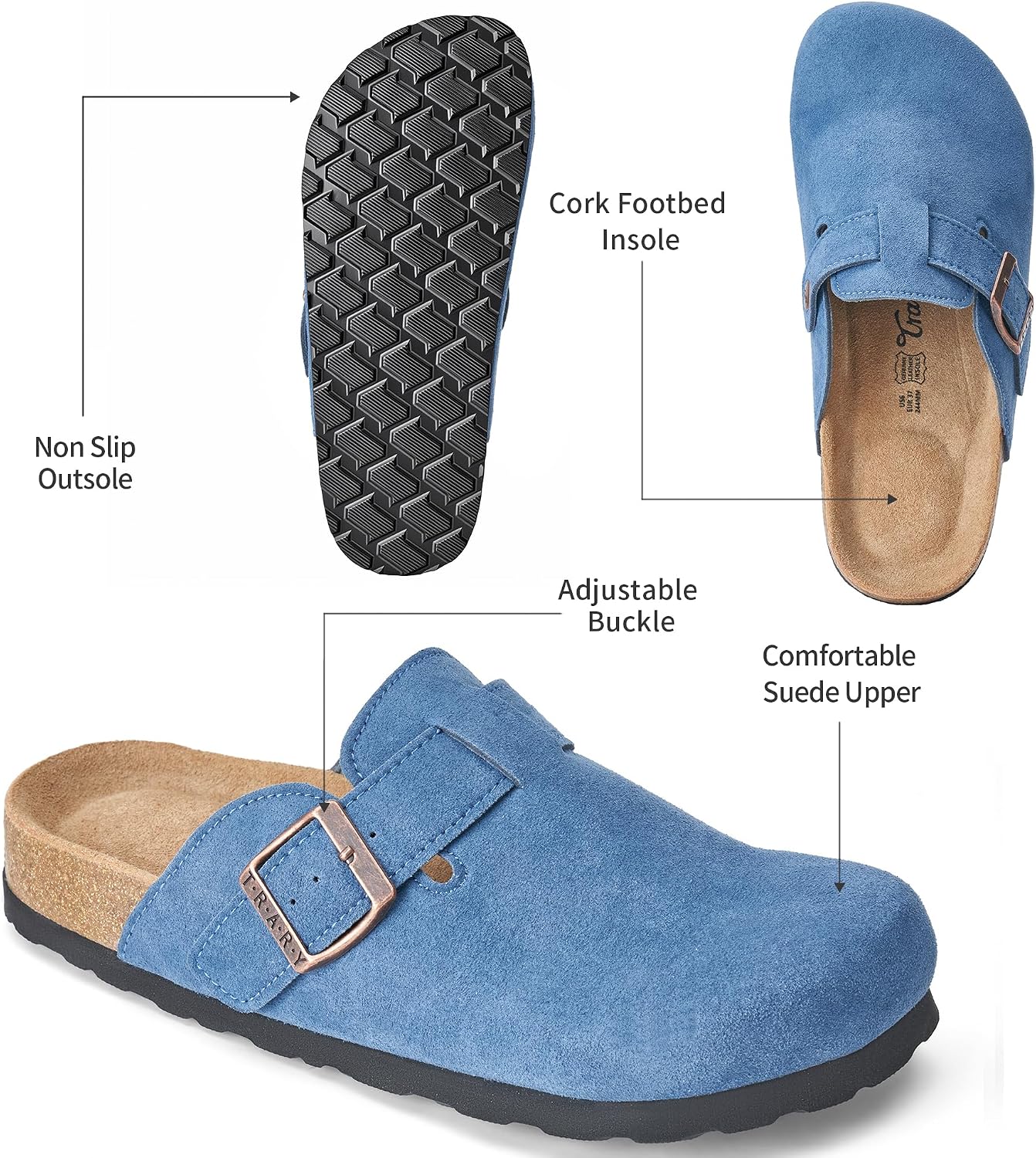 Trary Women's Clogs Suede Closed Toe Slip On Potato Shoes