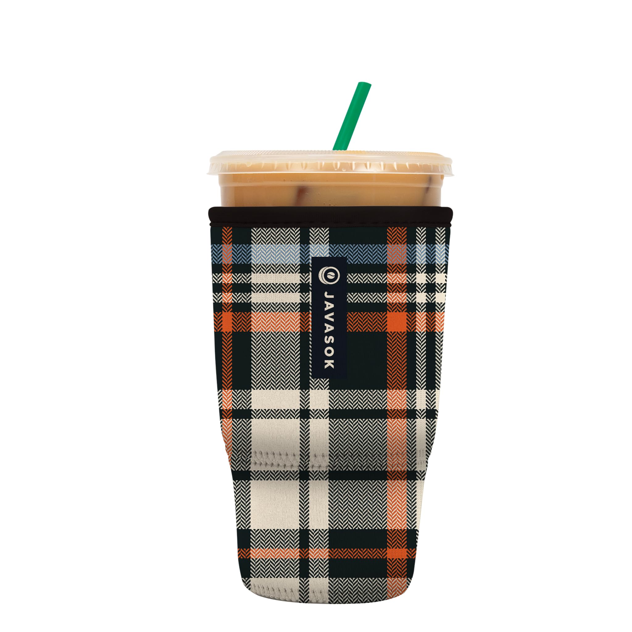 Sok It JavaSok Iced Coffee &amp; Cold Soda Insulated Neoprene Cup Sleeve (Fall Flannel, Large: 30-32oz)