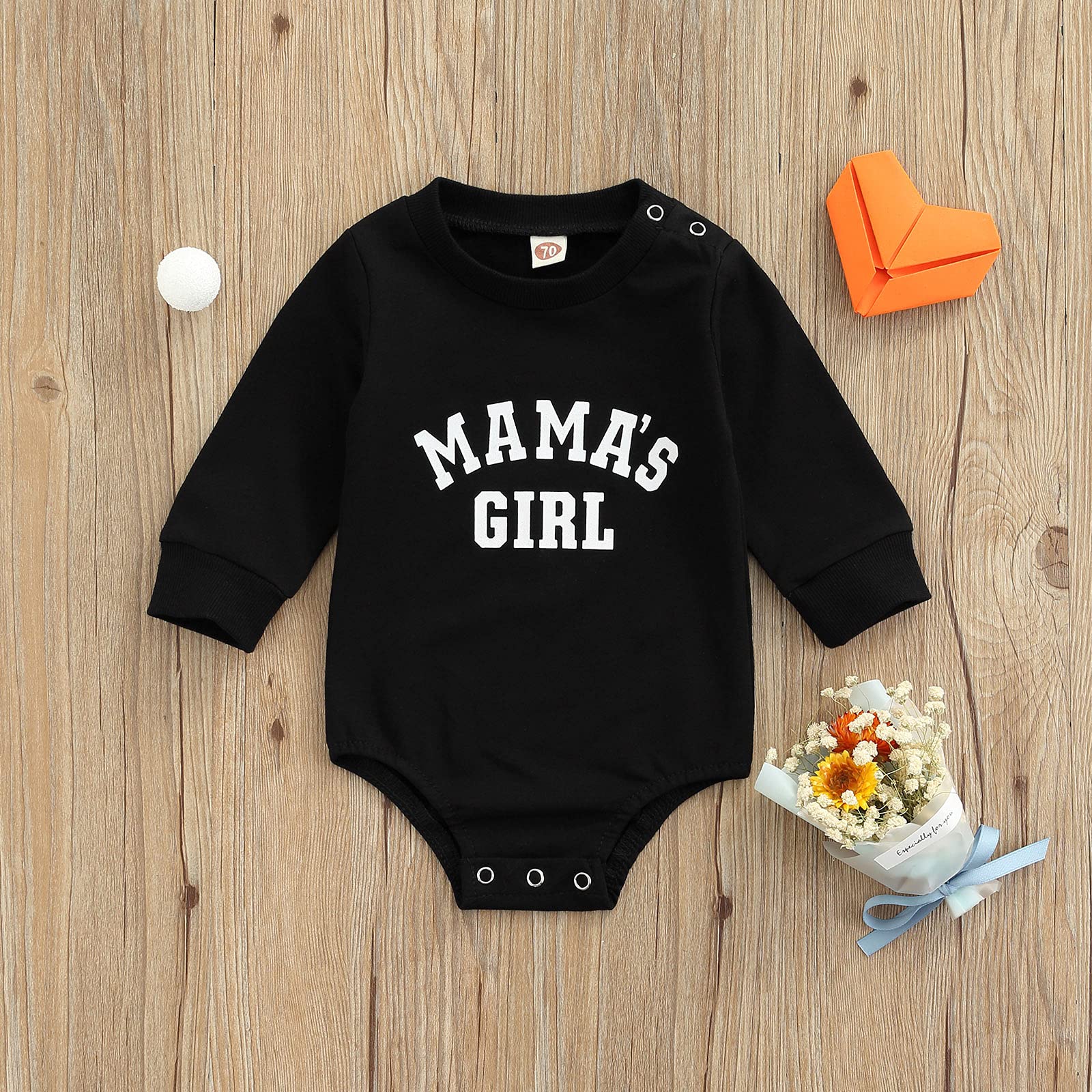 Twopumpkin Baby Girl Boy Crewneck Sweatshirts Oversized Knit Sweater Shirts Long Sleeve Romper Pullover Top Cute Fall Winter Clothes (Bc Mama's Girl Print Black, 3-6 Months)