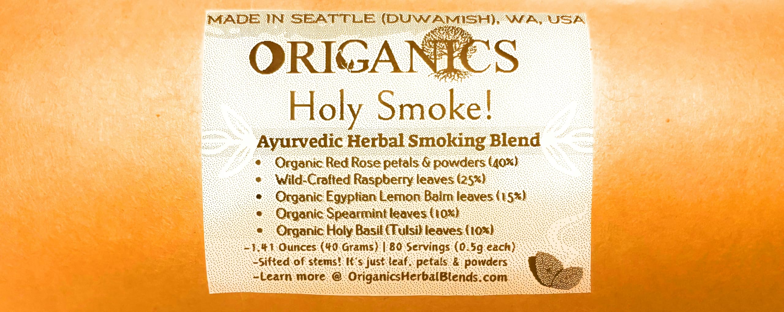 Holy Smoke! (1.41oz/40g, Loose-Leaf) Ayurvedic Herbal Smoking Blend | 80 Servings