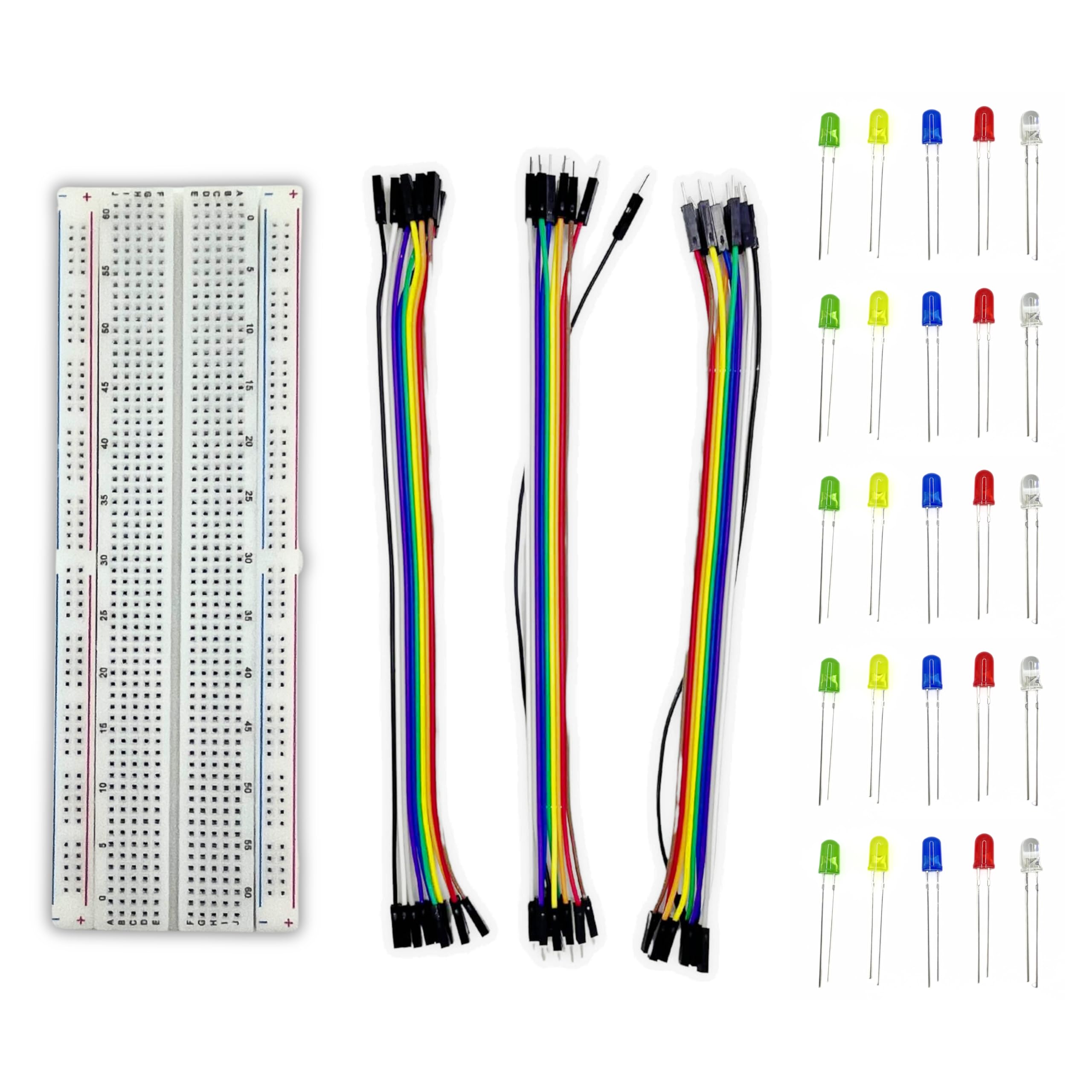 Nescro Breadboard 830 Points with Jumper Wire Set (Breadboard + Jumper Wire + 5mm LED Bulb)-image-13