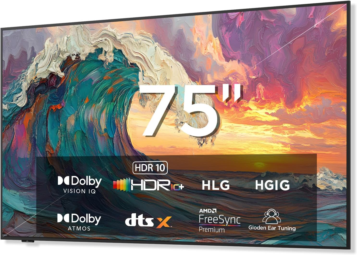 75-Inch Class QLED 4K Smart TV, Ultra-Slim Mural TV, 144Hz, HDR, Art Mode w/AI Art, Wide Color Gamut, Dolby Vision IQ, Dolby Atmos, Google Assistant Voice Remote(75F75, 2025 Model)