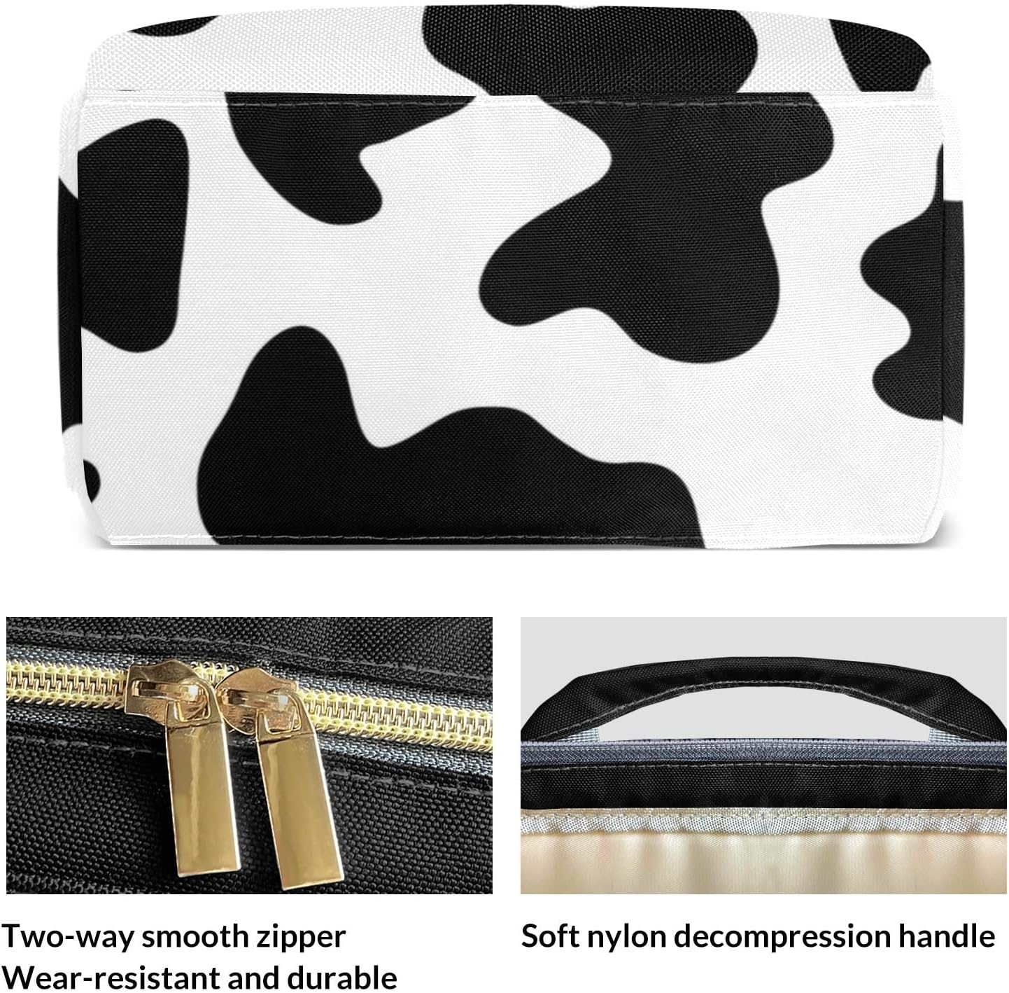 Diaper Bag Personalized Baby Cow Print Diaper Bag Backpack with Name, Custom Diaper Bags for Baby Girl Boy, Large Capacity, Waterproof, Stylish, Multifunction, Adjustable Shoulder Straps