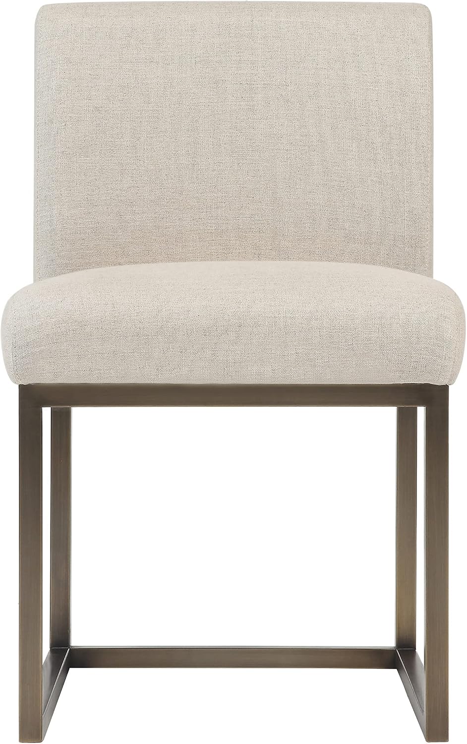 Tov Furniture Haute Beige Linen Chair in Brass
