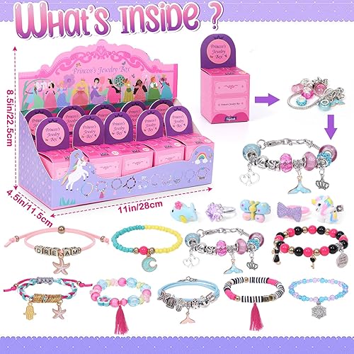 Miniatura 2 de Kit de 10 pulseras con dijes, suministros para hacer joyas, juego de cuentas, regalo de arte y manualidades para niñas, regalos de fiesta