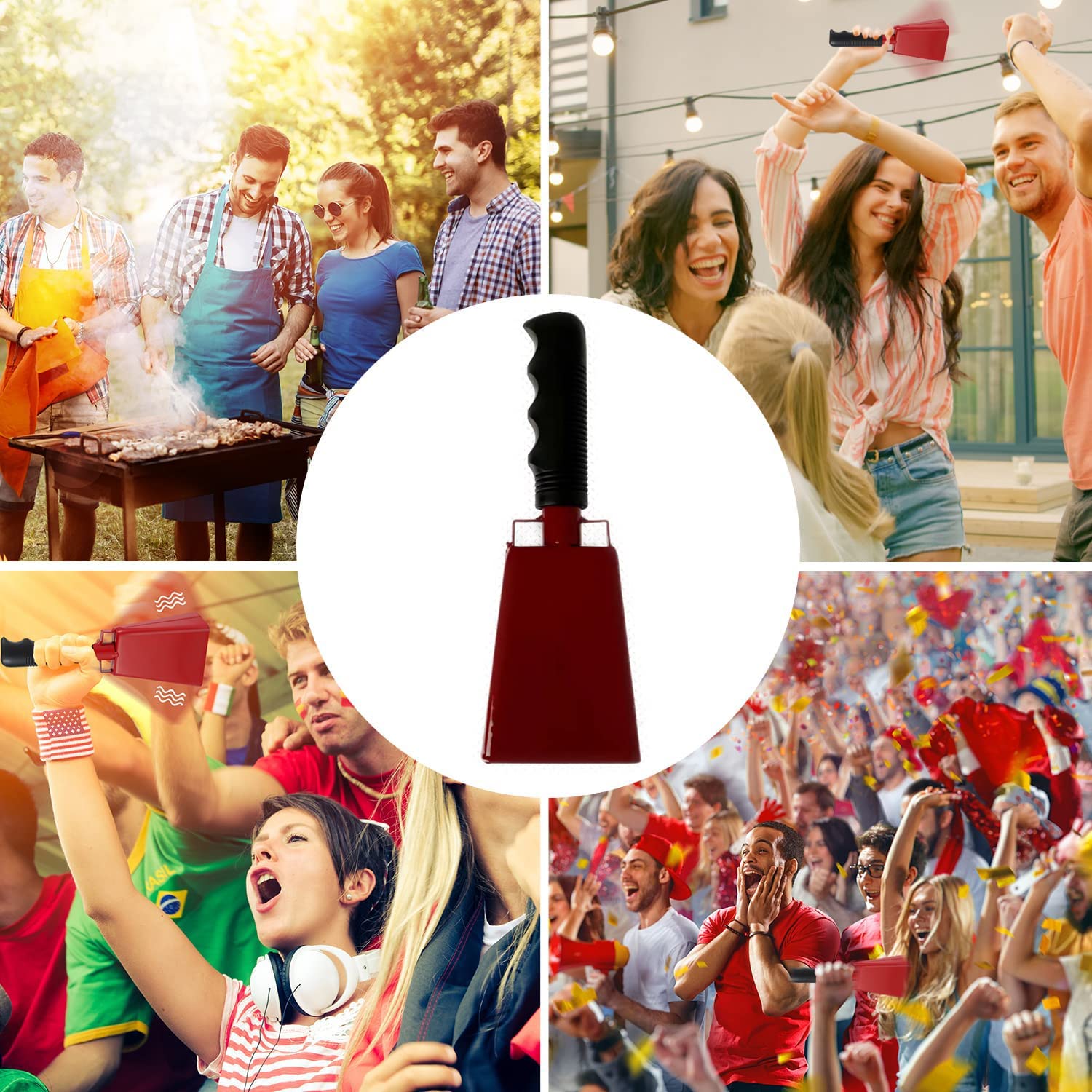 Cloche De Vache En Acier M Tallique De 4 Pouces Avec B Ton Pour Percussions De Batterie, Noire