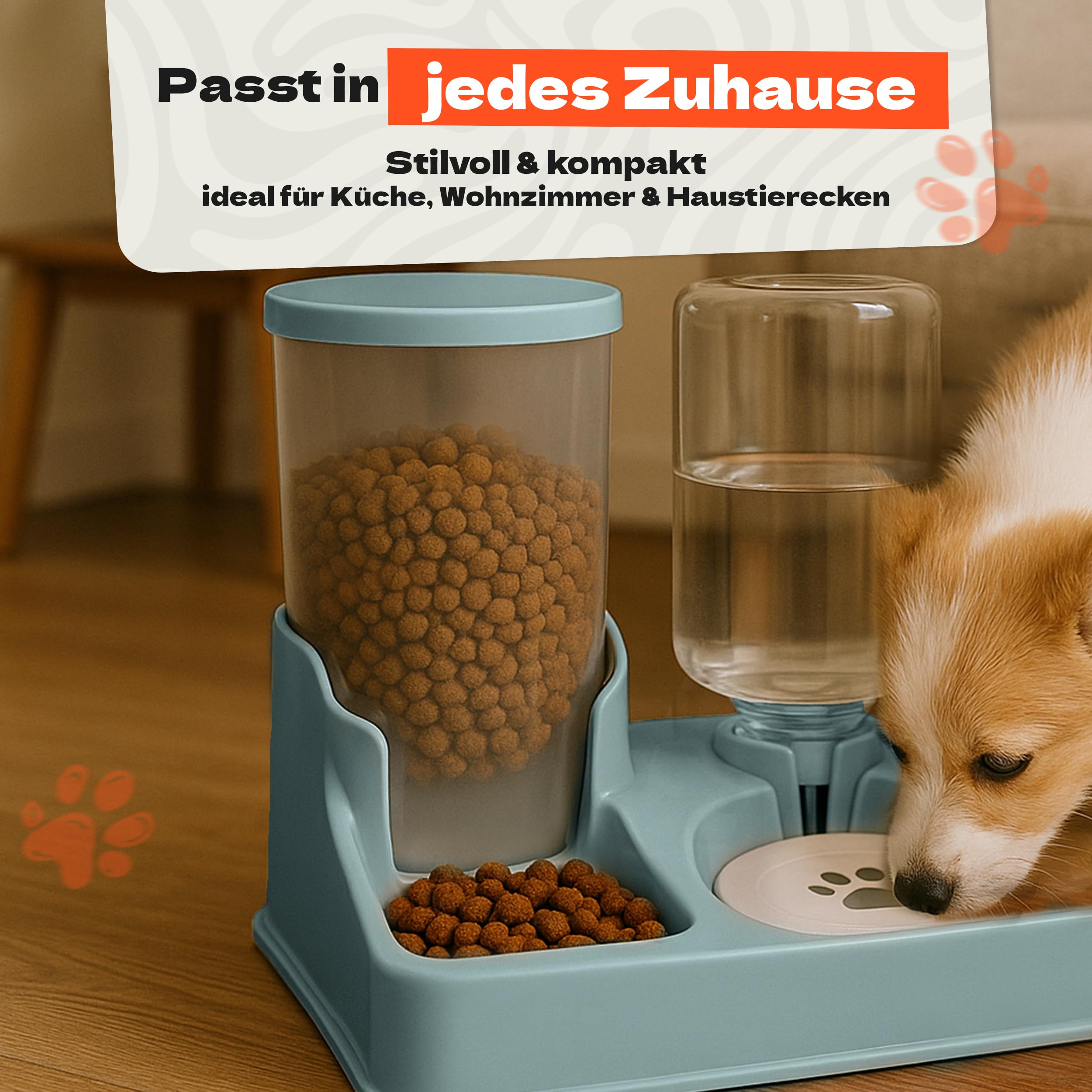 Dispensador automático de comida y agua para gatos y perros – 2 en 1 comedero sin electricidad – Sin BPA, sistema de gravedad, gran capacidad, fácil de limpiar, ideal para viajeros