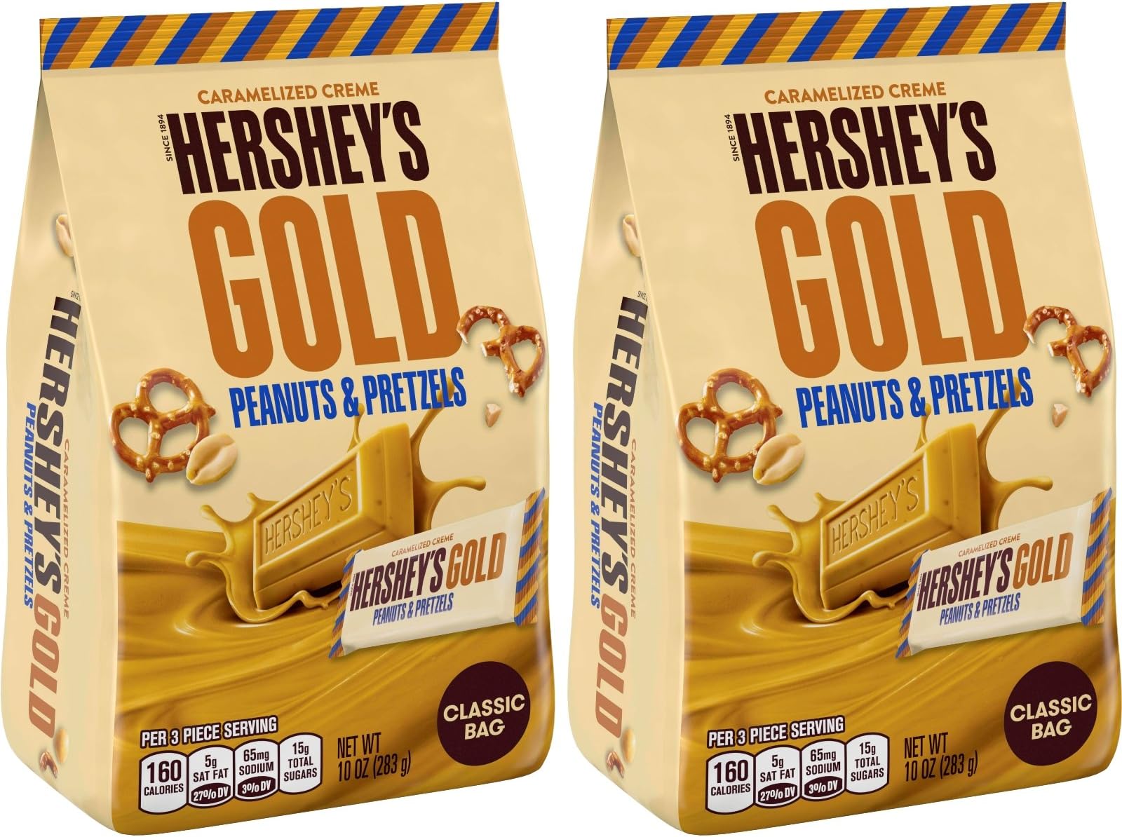 Hershey's Gold Peanuts & Pretzels, 10 oz (Pack of 2)