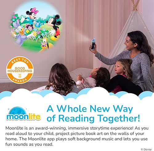 Miniatura 3 de Moonlite Storytime Mini proyector con 4 historias de Mickey Mouse y amigos, una forma mágica de leer juntos, libros de cuentos digitales, efectos de