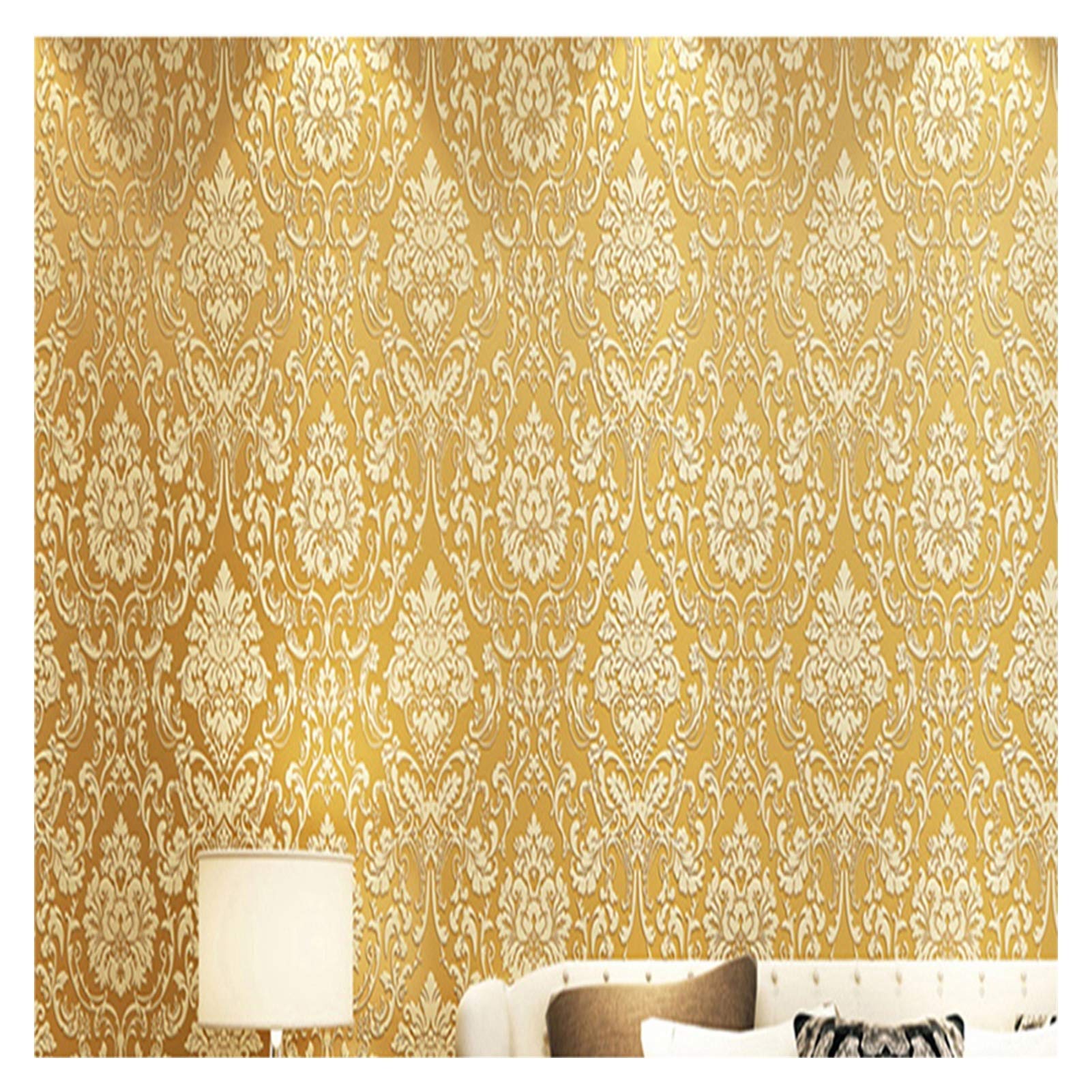 Carta da Parati Carta Da Parati Autoadesiva Non Tessuta 3D Retro Pattern Flocking Wallpaper Rotolo Per La Parete Ristrutturazione Del Soggiorno Camera Da Letto Sala Da Pranzo, 0.53x6m