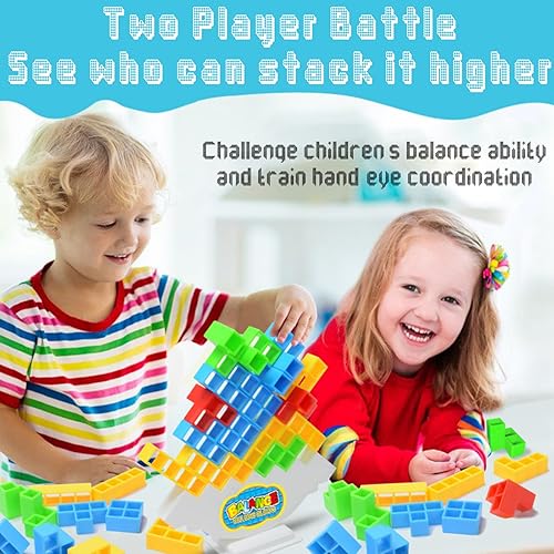 Miniatura 4 de Juego de 64 piezas de Tetra Tower, juego de construcción de bloques de apilamiento de equilibrio, divertido juego de fiesta para noche de juegos