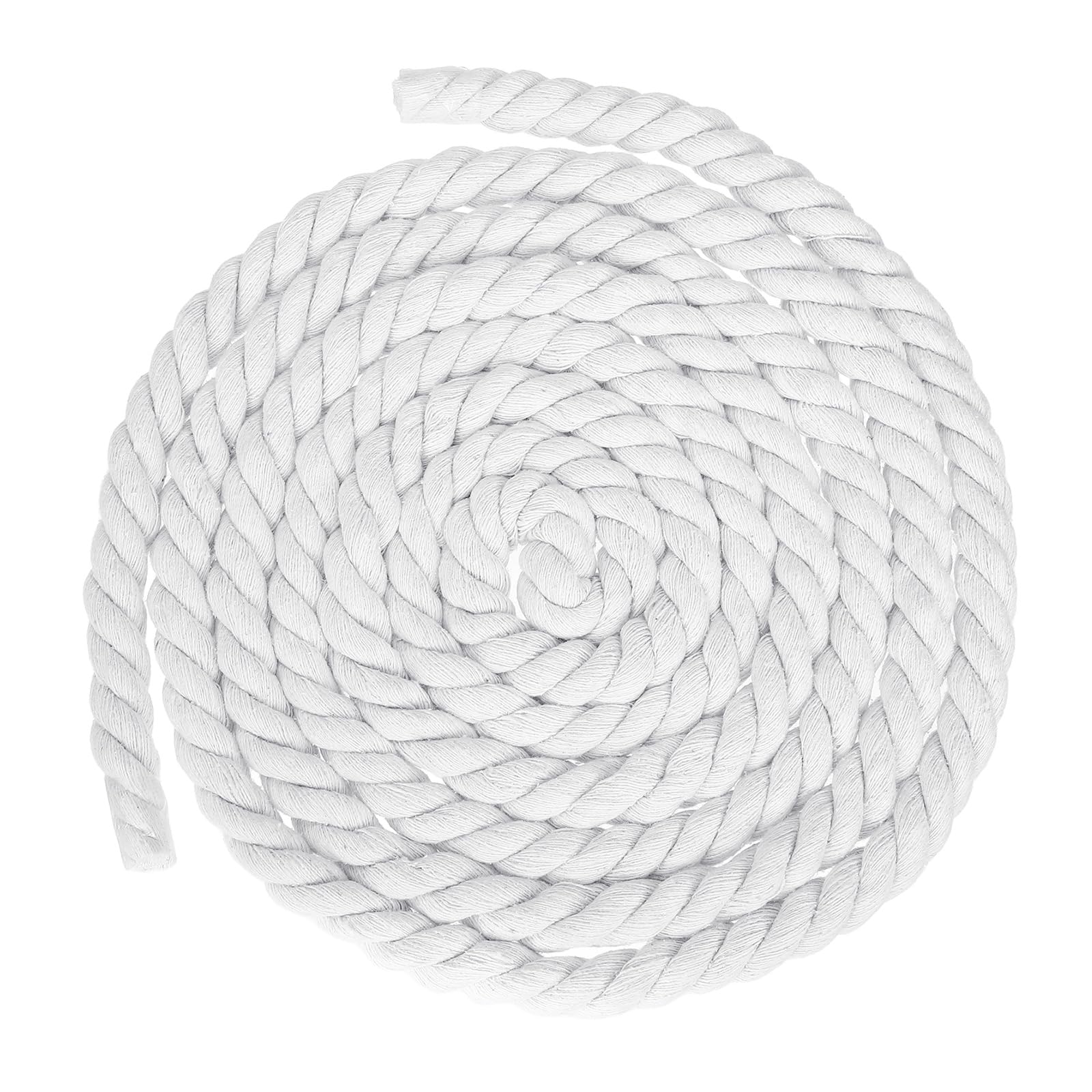 sourcing map 15mmx11.5Ft White Cotton Rope, 3 Strand Cord
