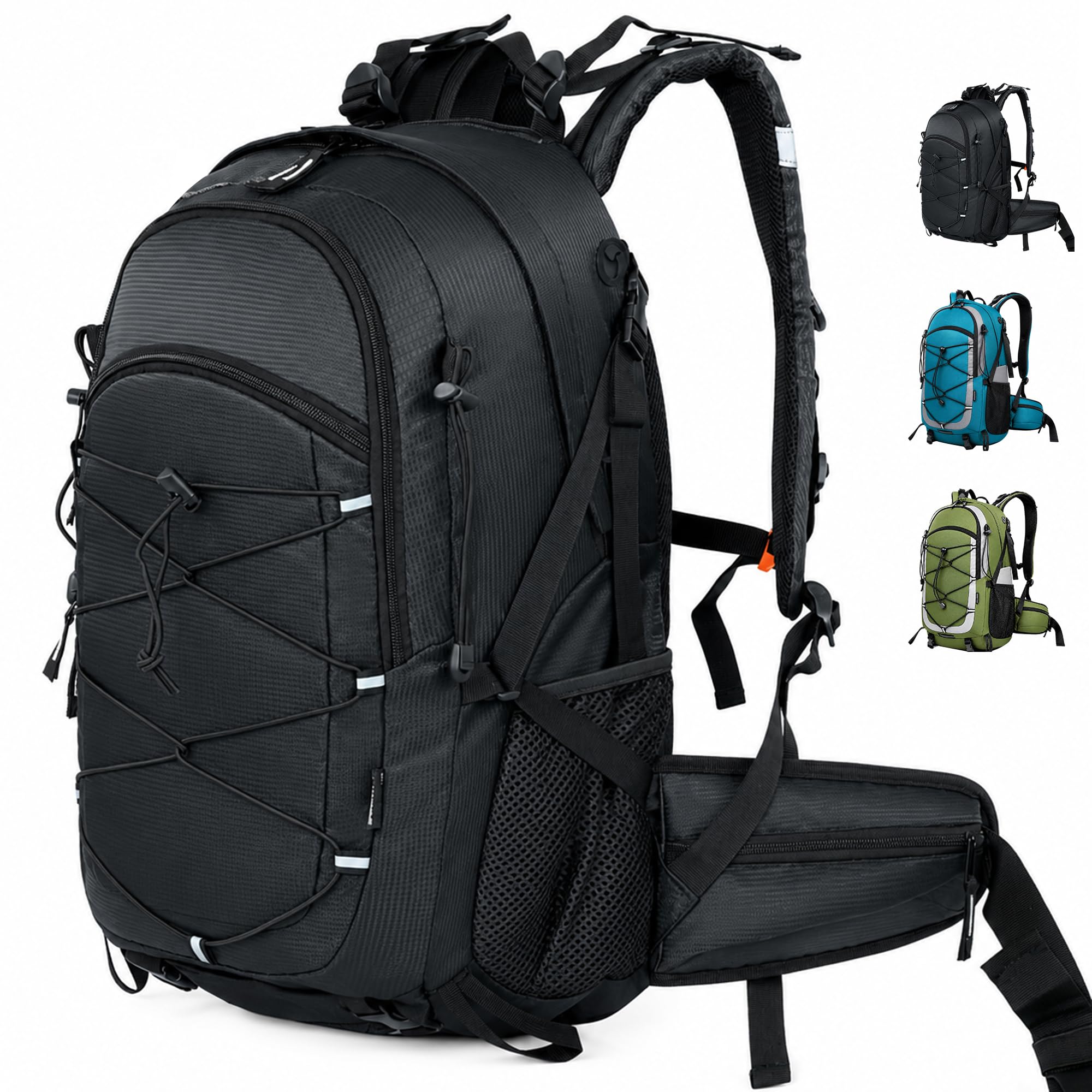 AUMTISC Zaino da trekking da 35 l, per uomo e donna, per campeggio, escursionismo, attività all'aperto, Nero , 52x33x20 Centimeters, Casual
