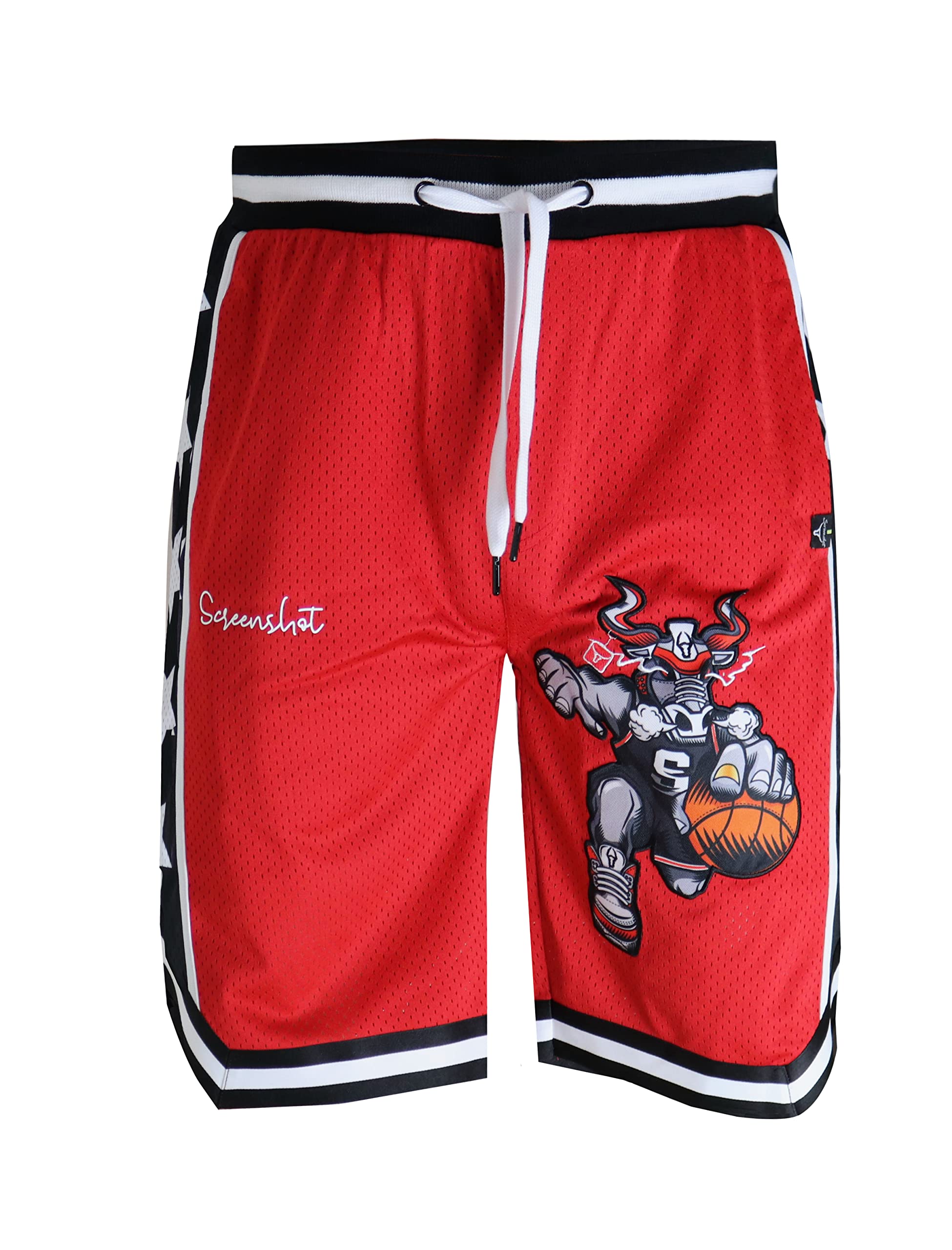 SCREENSHOT Mens Premium Urban Sreetwear Fashion Basketball Mesh Shorts - Athletic Sports Team Color 11" Inseam Jersey Shorts