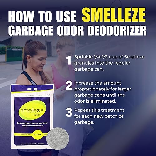 Vista 11 de SMELLEZE Desodorante natural para eliminar el olor a basura: 2 lb. Los gránulos eliminan el hedor de basura maloliente
