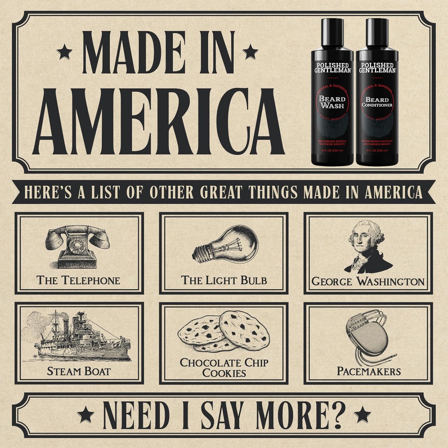 Polished Gentleman Beard Wash and Conditioner Set - Softens and Strengthens - Beard Shampoo with Growth Oil - Moisturizer & Beard Thickener - Tea Tree Unscented - Paraben-Free & Sulfate-Free (8oz)