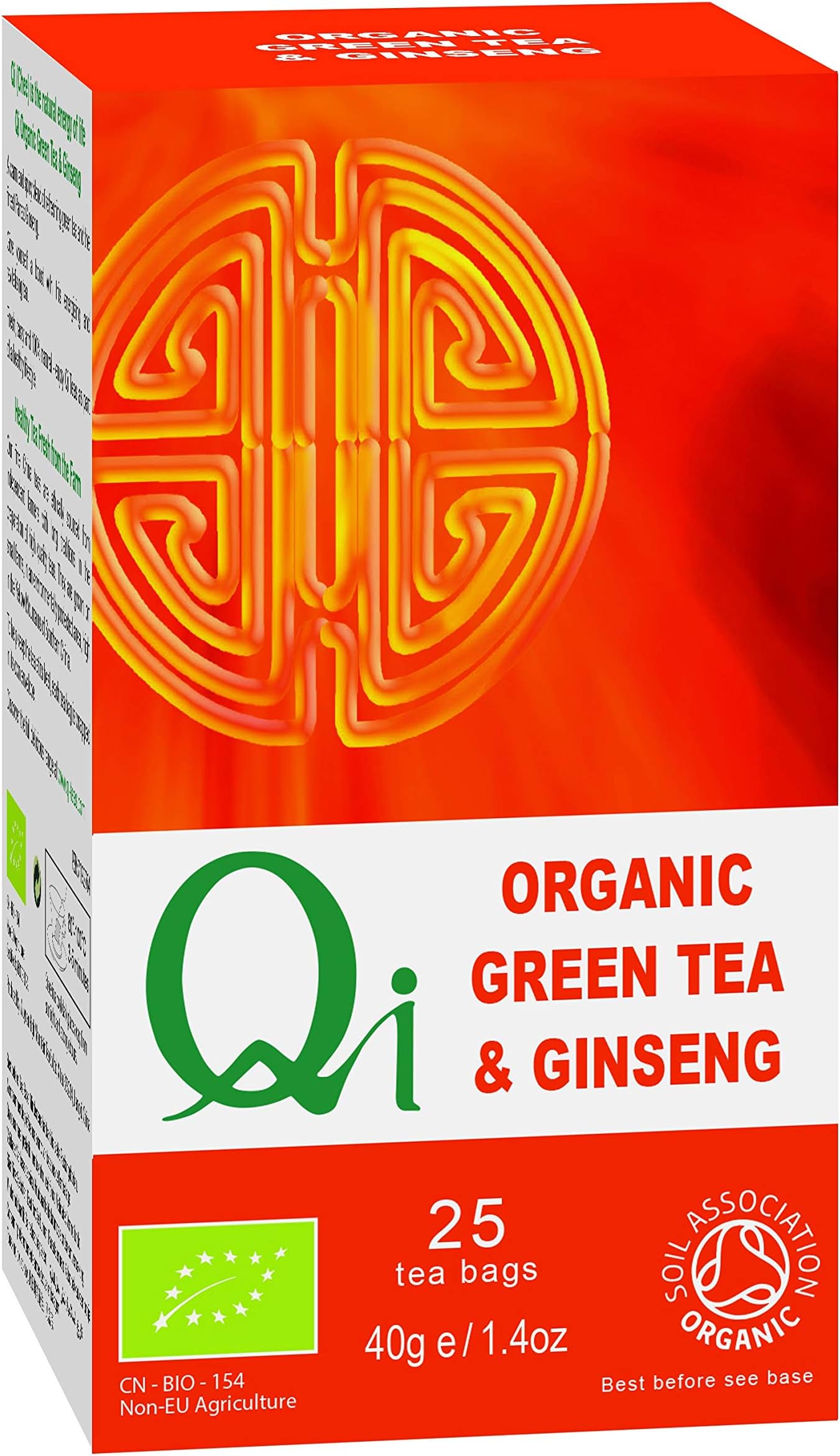 QI Herbal Health | Green Tea & Ginseng - Organic & Fairtrade | 8 x 25 bags