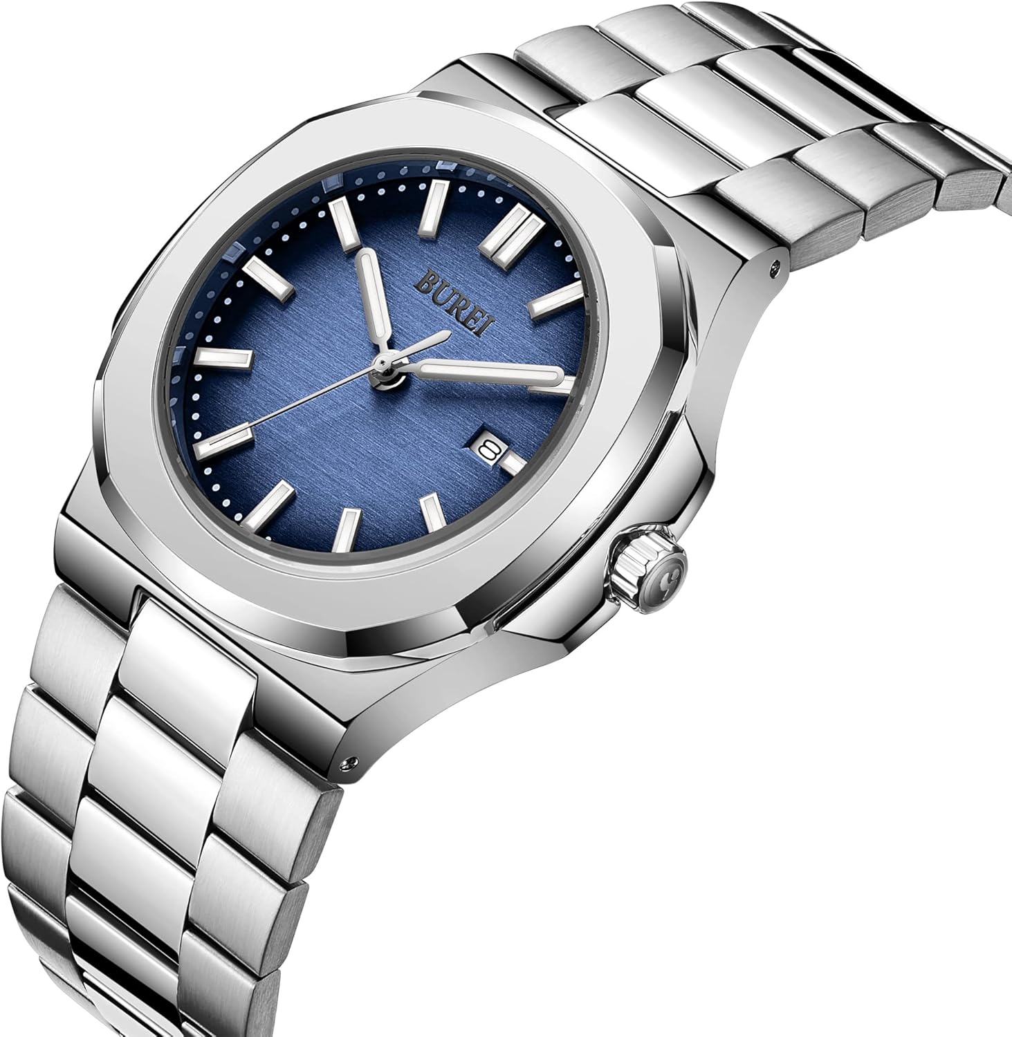 BUREI Men Watches Gifts for Men Fashion Stainless Steel Analog Quartz Waterproof Watches for Mens - Image 2